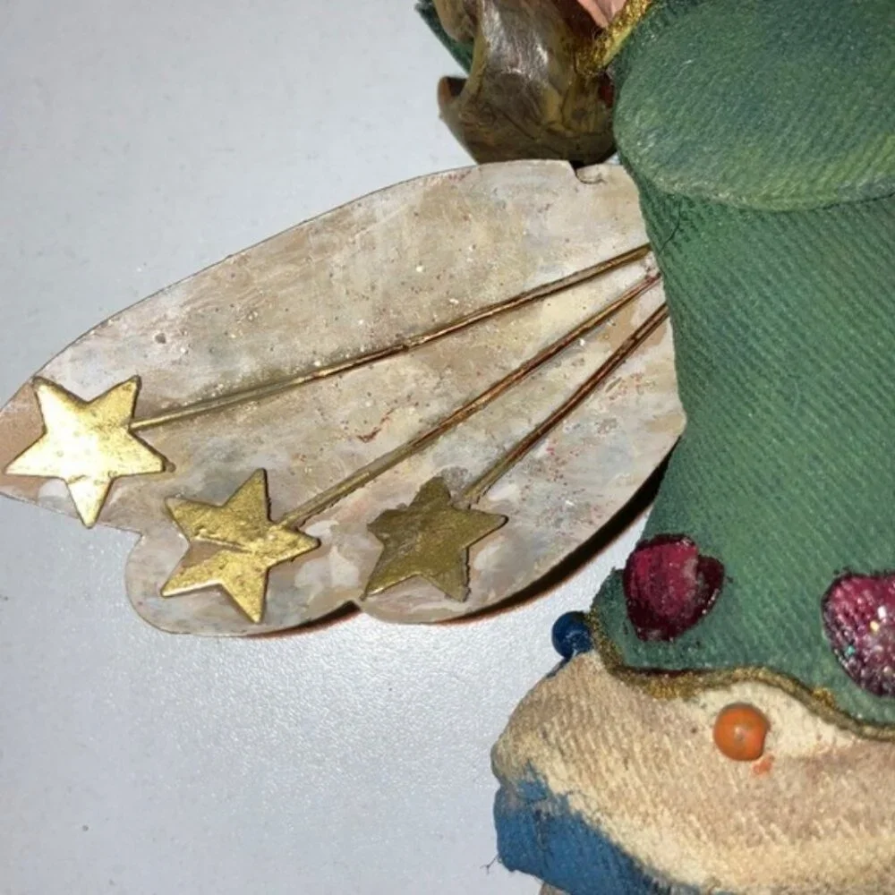 👼🎄 Fabric & Metal Angel Christmas Ornament | 5” x 5.5” | Holiday Tree Decor ✨